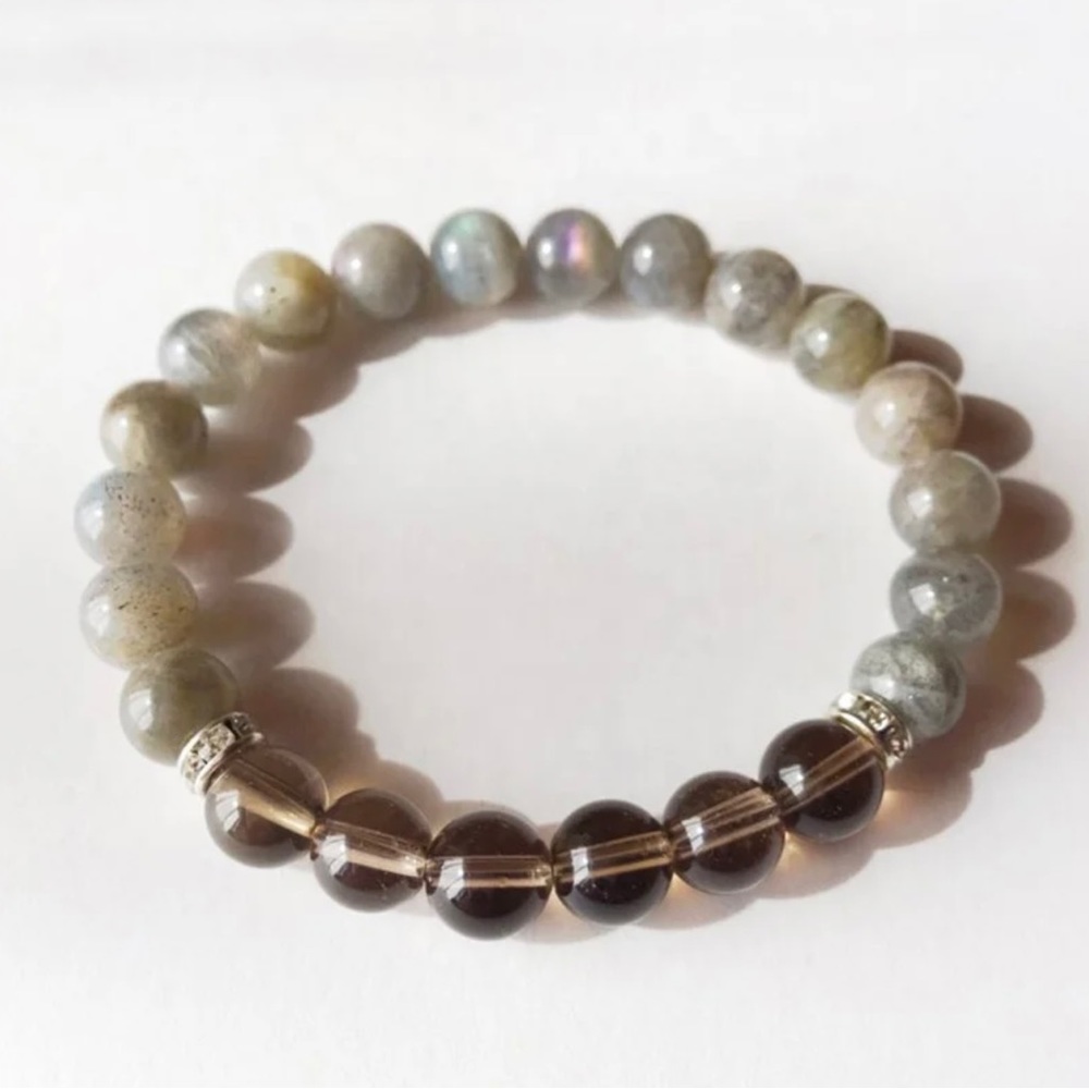 Labradorite and Smoky Quartz Stone Bracelet